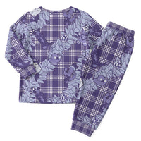 Purple Palaka Hawaii Cowboy Christmas Pajama Set Paniolo Mix Maile Lei - Polynesian Pride