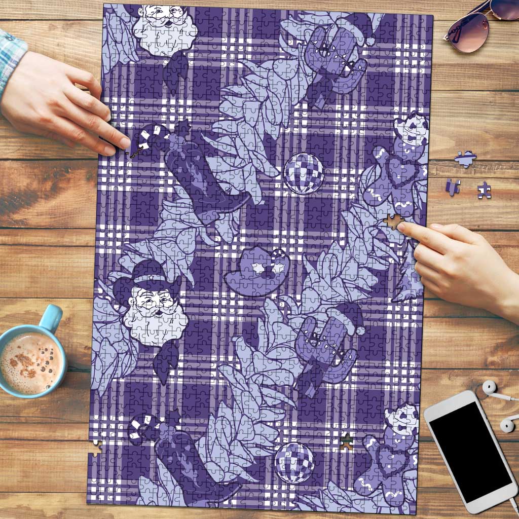 Purple Palaka Hawaii Cowboy Christmas Puzzle Paniolo Mix Maile Lei - Polynesian Pride