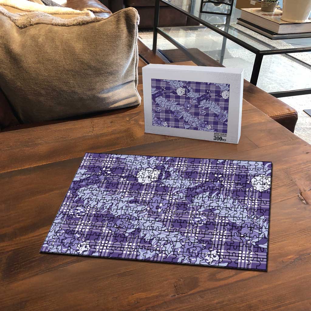 Purple Palaka Hawaii Cowboy Christmas Puzzle Paniolo Mix Maile Lei - Polynesian Pride