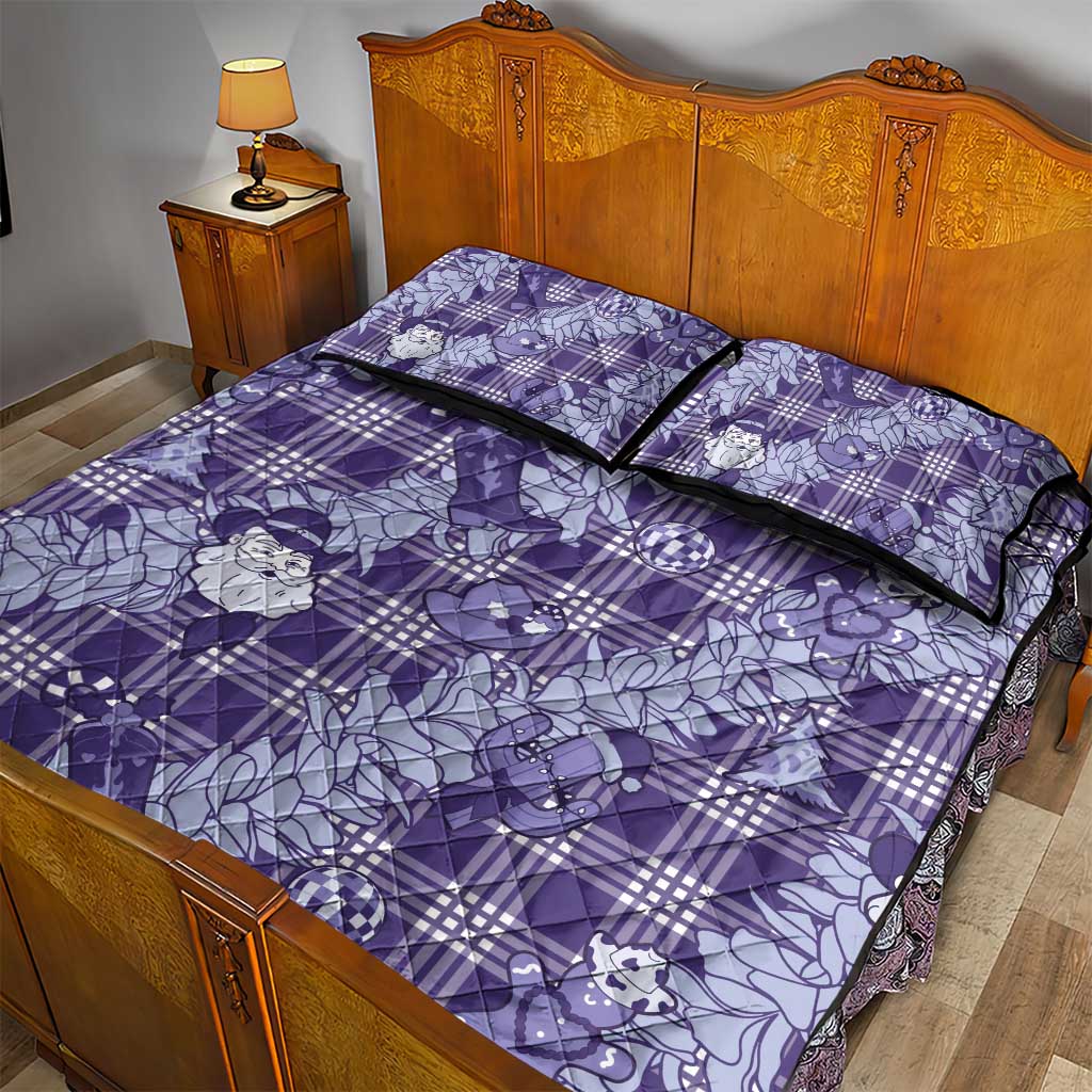Purple Palaka Hawaii Cowboy Christmas Quilt Bed Set Paniolo Mix Maile Lei - Polynesian Pride