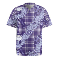 Purple Palaka Hawaii Cowboy Christmas Rugby Jersey Paniolo Mix Maile Lei - Polynesian Pride