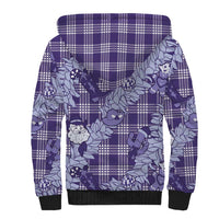Purple Palaka Hawaii Cowboy Christmas Sherpa Hoodie Paniolo Mix Maile Lei - Polynesian Pride