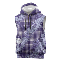 Purple Palaka Hawaii Cowboy Christmas Sleeveless Zip Hoodie Paniolo Mix Maile Lei - Polynesian Pride