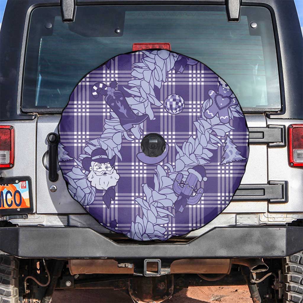 Purple Palaka Hawaii Cowboy Christmas Spare Tire Cover Paniolo Mix Maile Lei - Polynesian Pride