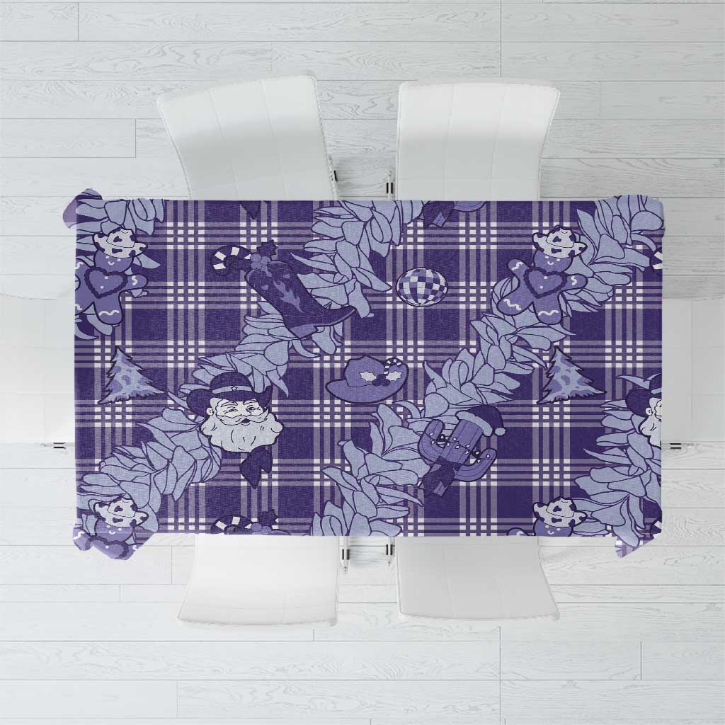 Purple Palaka Hawaii Cowboy Christmas Tablecloth Paniolo Mix Maile Lei - Polynesian Pride