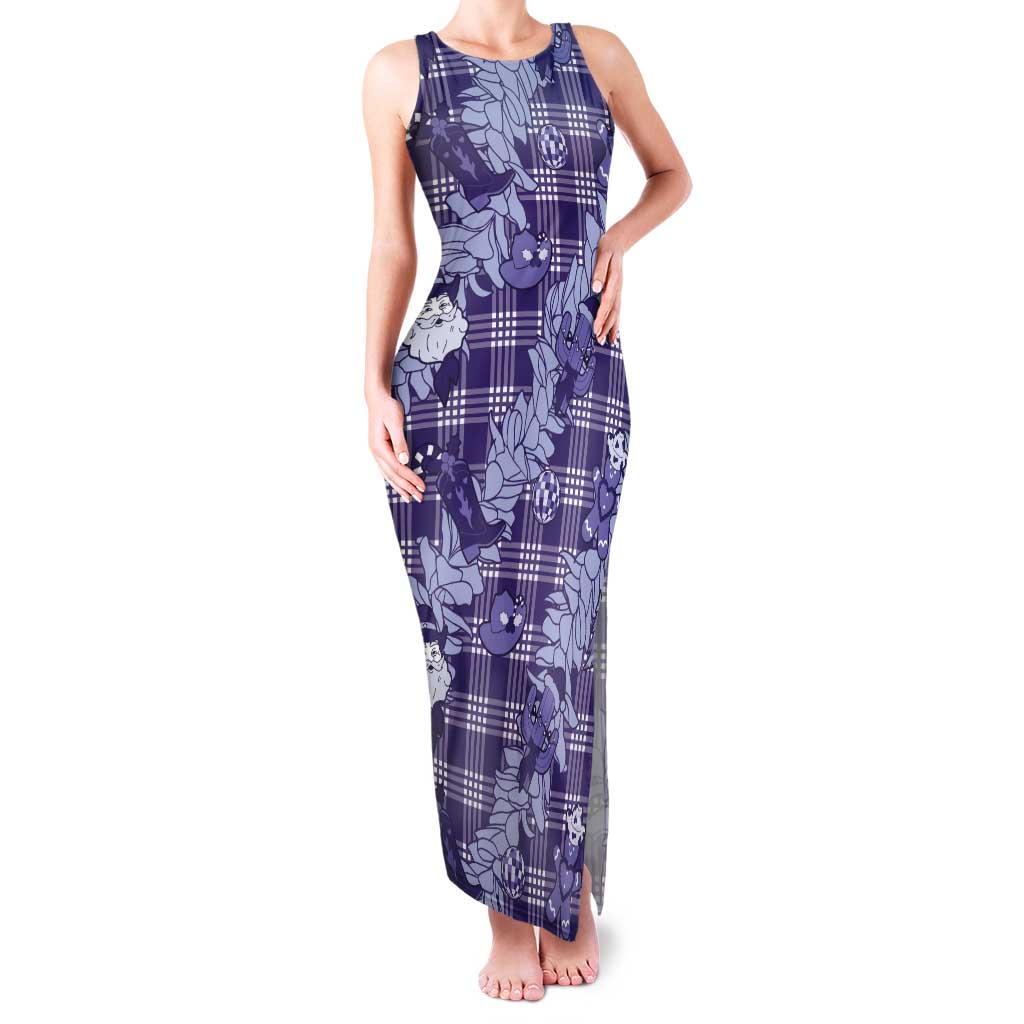 Purple Palaka Hawaii Cowboy Christmas Tank Maxi Dress Paniolo Mix Maile Lei - Polynesian Pride