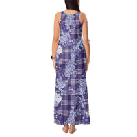 Purple Palaka Hawaii Cowboy Christmas Tank Maxi Dress Paniolo Mix Maile Lei - Polynesian Pride