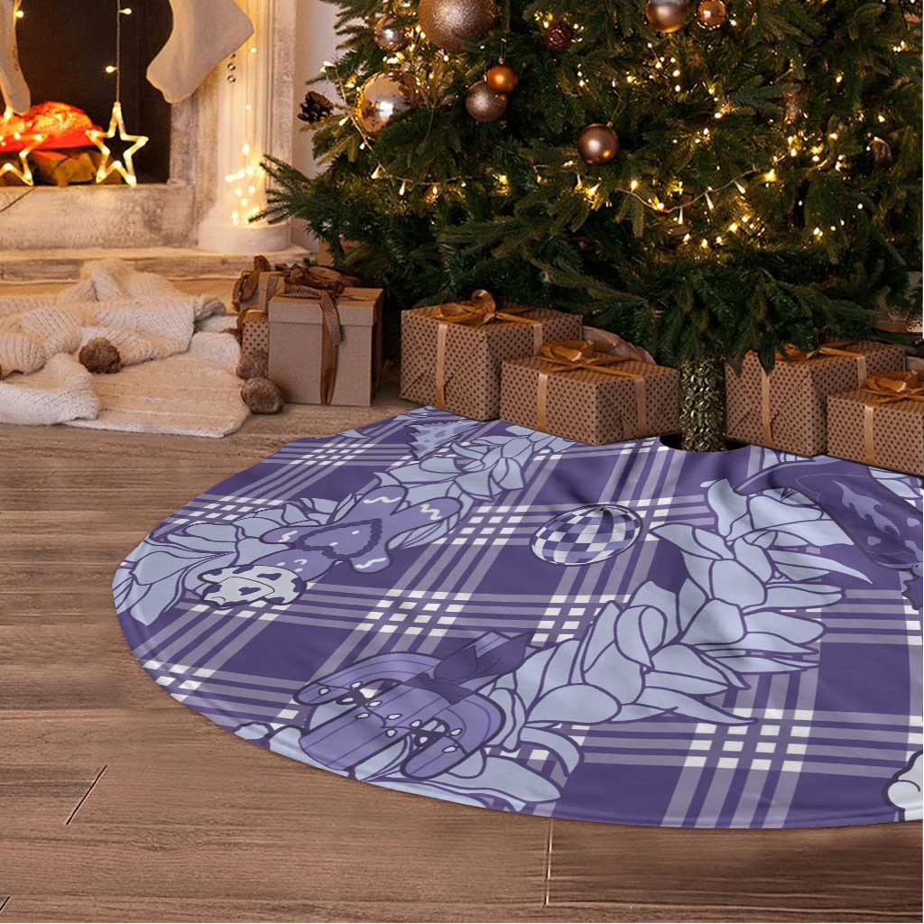 Purple Palaka Hawaii Cowboy Christmas Tree Skirt Paniolo Mix Maile Lei - Polynesian Pride