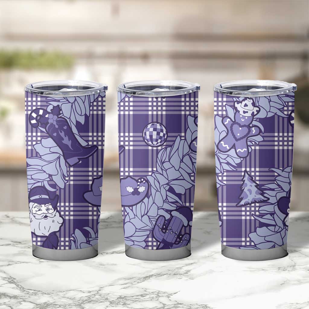 Purple Palaka Hawaii Cowboy Christmas Tumbler Cup Paniolo Mix Maile Lei - Polynesian Pride