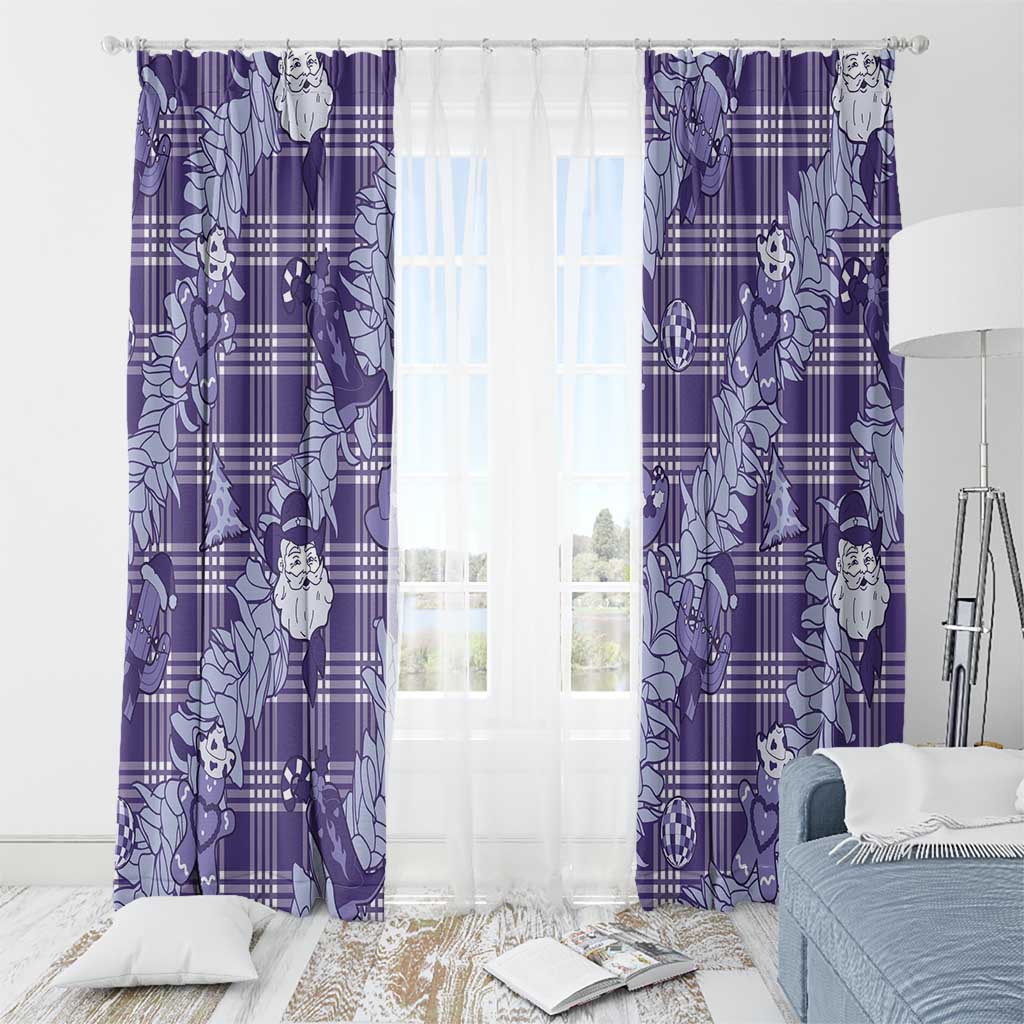 Purple Palaka Hawaii Cowboy Christmas Window Curtain Paniolo Mix Maile Lei - Polynesian Pride