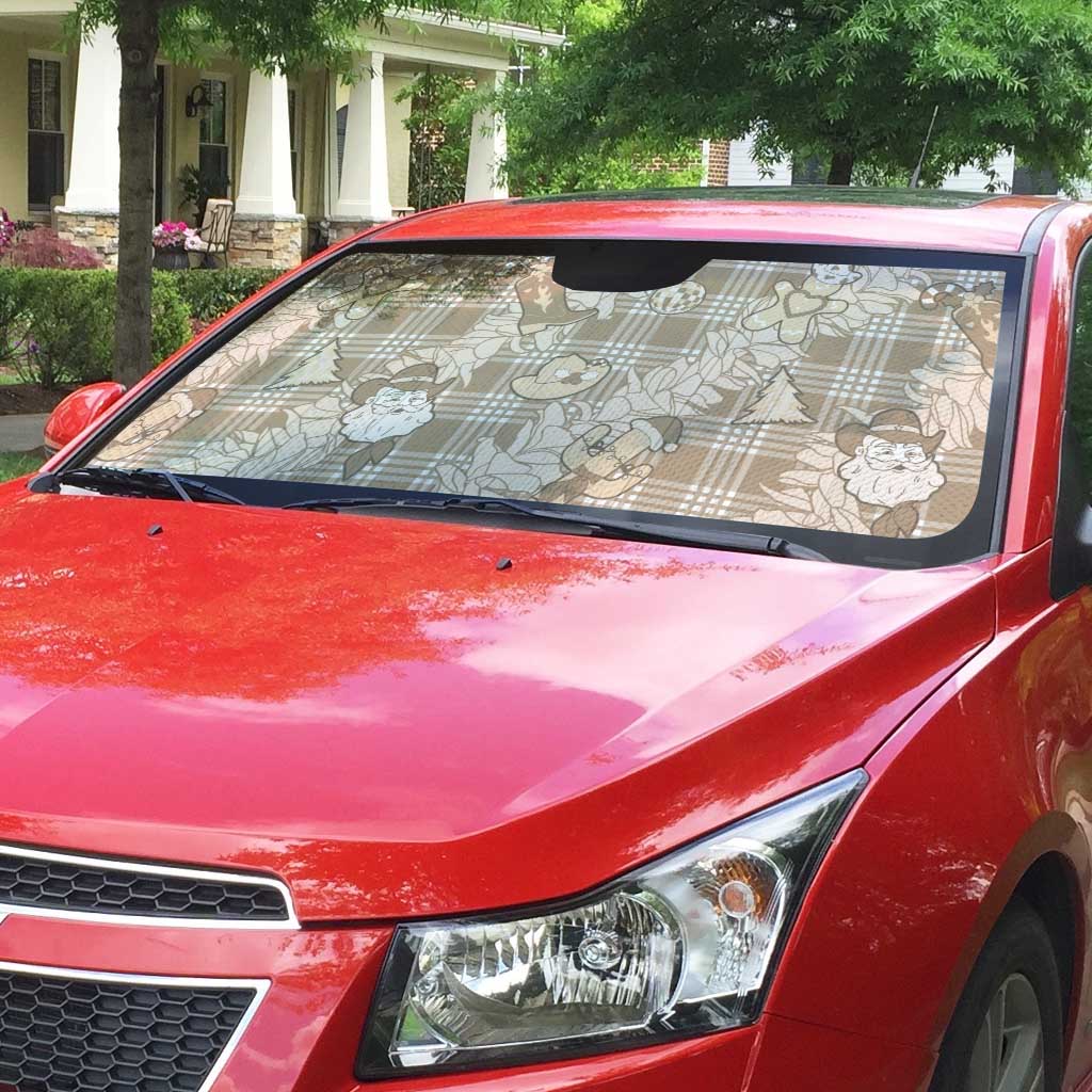 Khaki Palaka Hawaii Cowboy Christmas Auto Sun Shade Paniolo Mix Maile Lei - Polynesian Pride