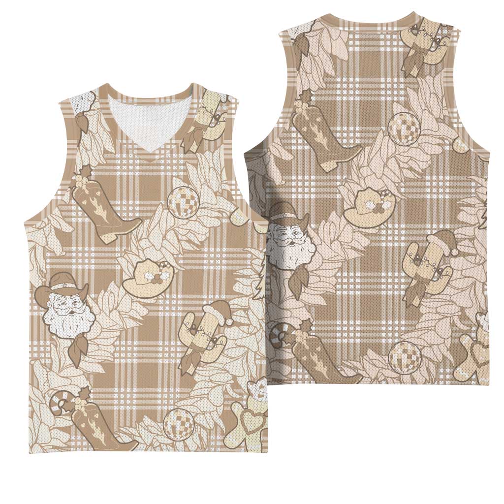 Khaki Palaka Hawaii Cowboy Christmas Basketball Jersey Paniolo Mix Maile Lei - Polynesian Pride
