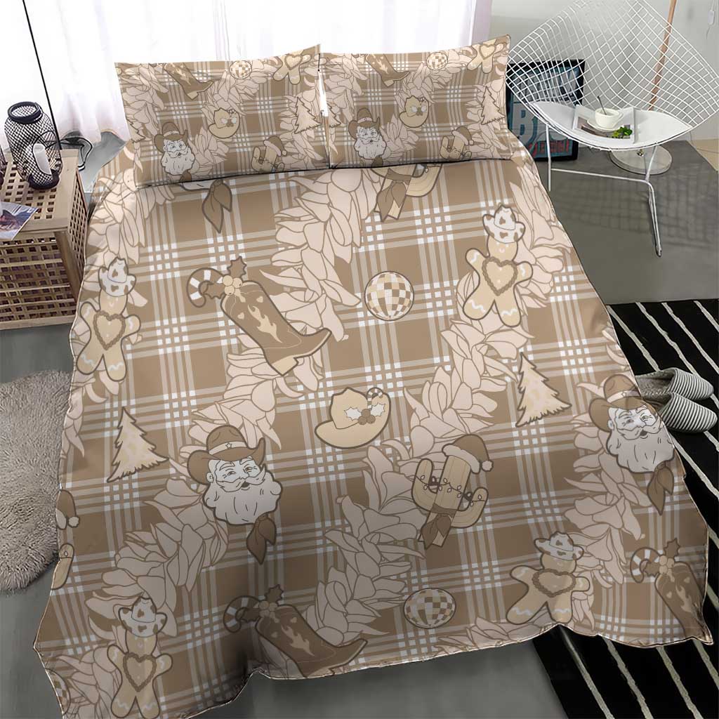 Khaki Palaka Hawaii Cowboy Christmas Bedding Set Paniolo Mix Maile Lei - Polynesian Pride