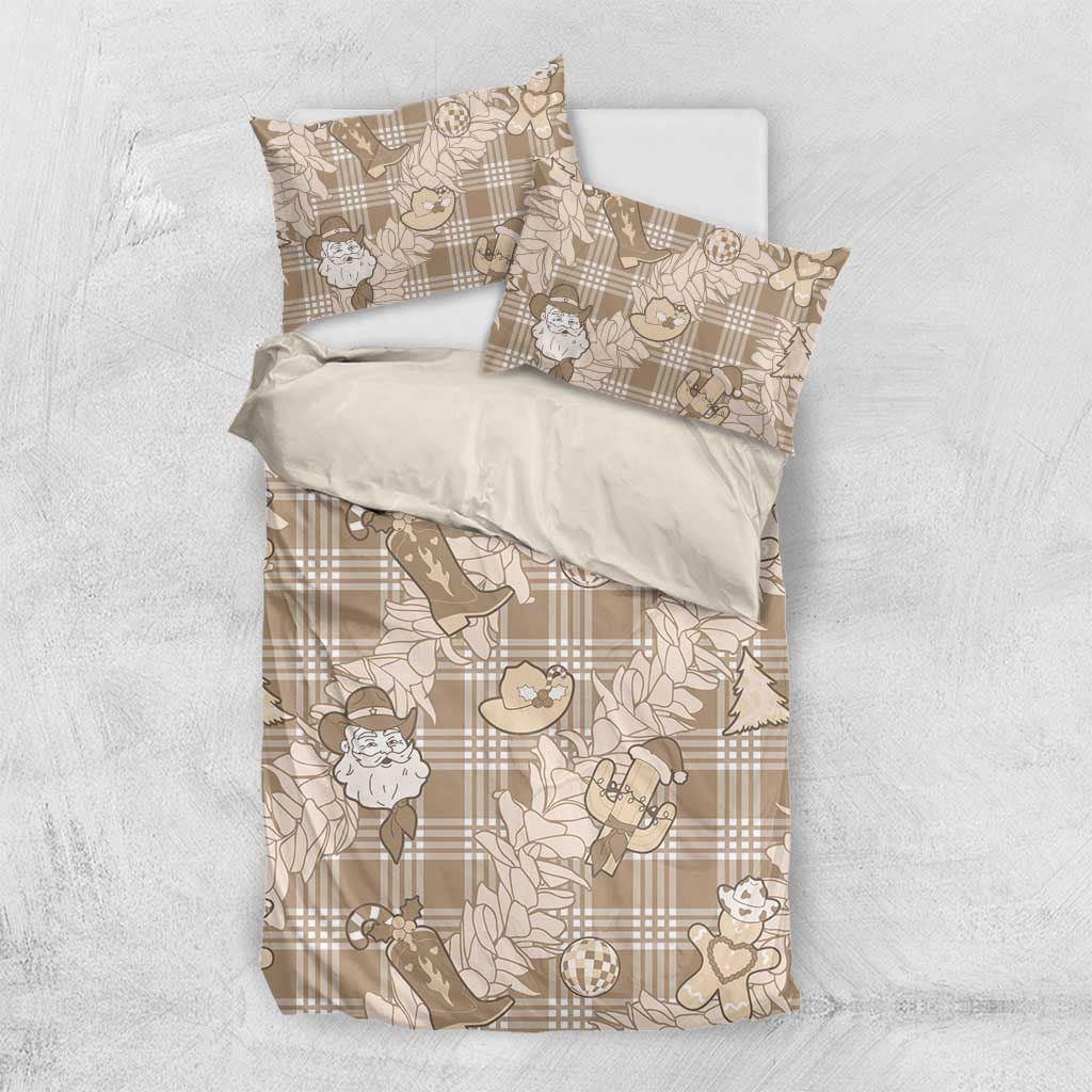 Khaki Palaka Hawaii Cowboy Christmas Bedding Set Paniolo Mix Maile Lei - Polynesian Pride