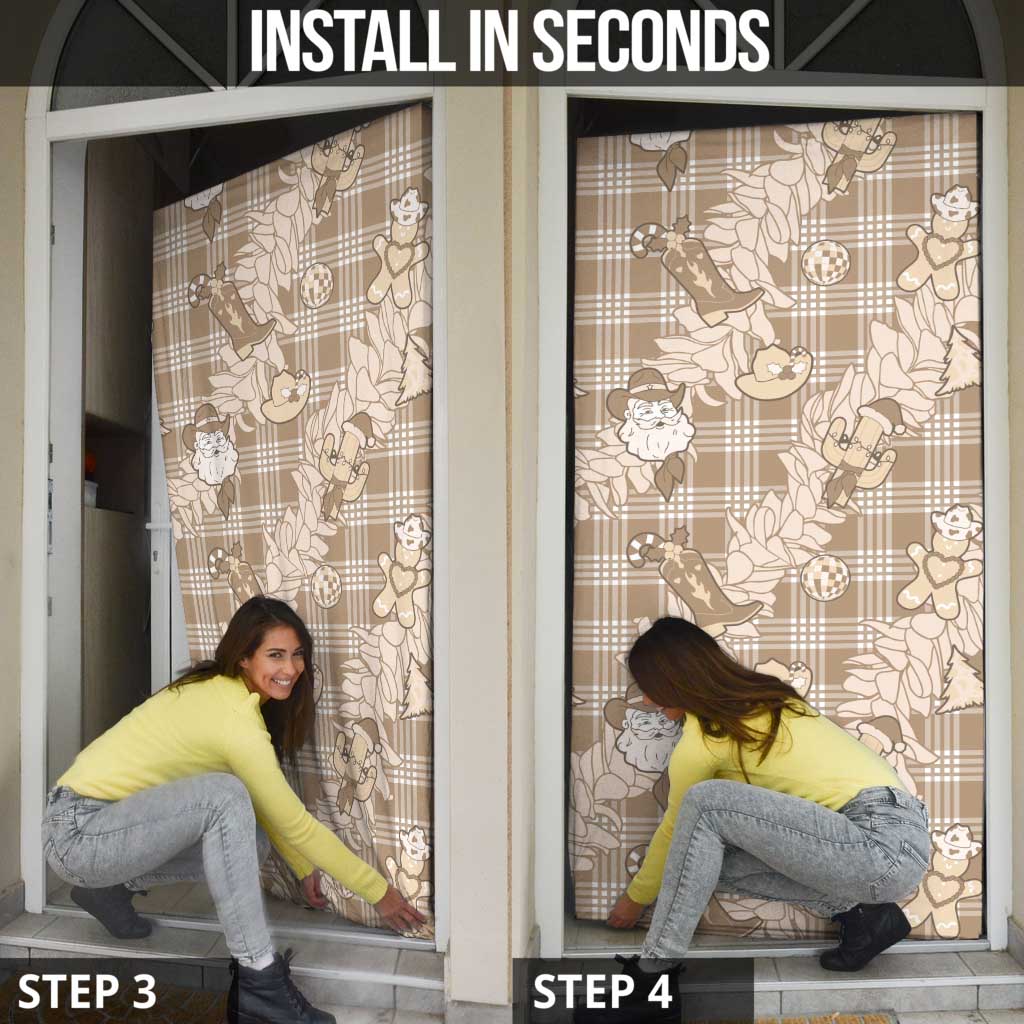 Khaki Palaka Hawaii Cowboy Christmas Door Cover Paniolo Mix Maile Lei - Polynesian Pride