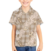 Khaki Palaka Hawaii Cowboy Christmas Family Matching Puletasi and Hawaiian Shirt Paniolo Mix Maile Lei - Polynesian Pride