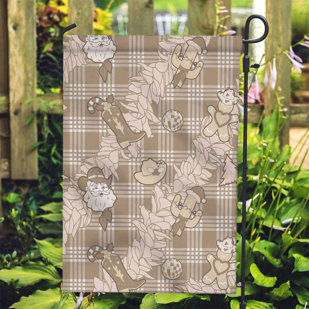 Khaki Palaka Hawaii Cowboy Christmas Garden Flag Paniolo Mix Maile Lei - Polynesian Pride