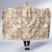 Khaki Palaka Hawaii Cowboy Christmas Hooded Blanket Paniolo Mix Maile Lei - Polynesian Pride