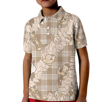 Khaki Palaka Hawaii Cowboy Christmas Kid Polo Shirt Paniolo Mix Maile Lei - Polynesian Pride