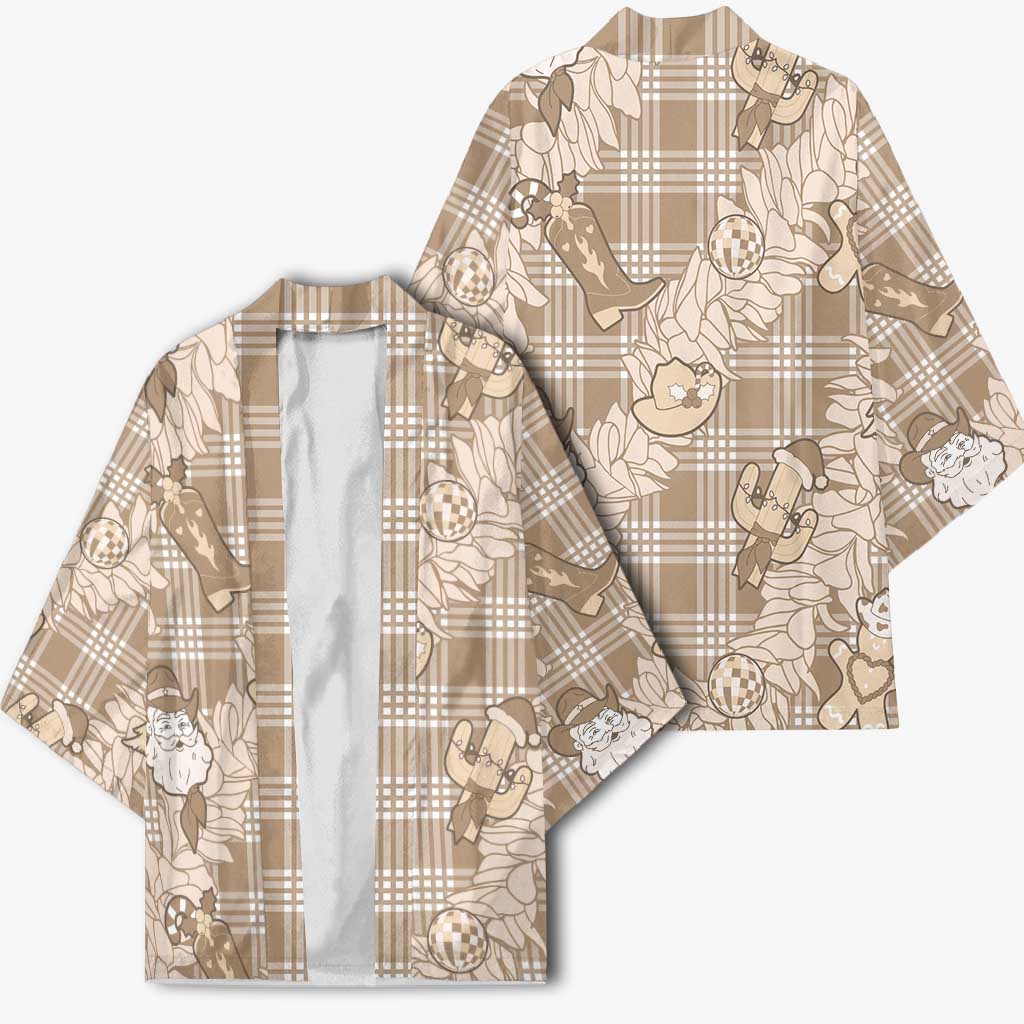Khaki Palaka Hawaii Cowboy Christmas Kimono Paniolo Mix Maile Lei - Polynesian Pride