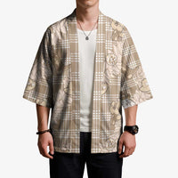 Khaki Palaka Hawaii Cowboy Christmas Kimono Paniolo Mix Maile Lei - Polynesian Pride