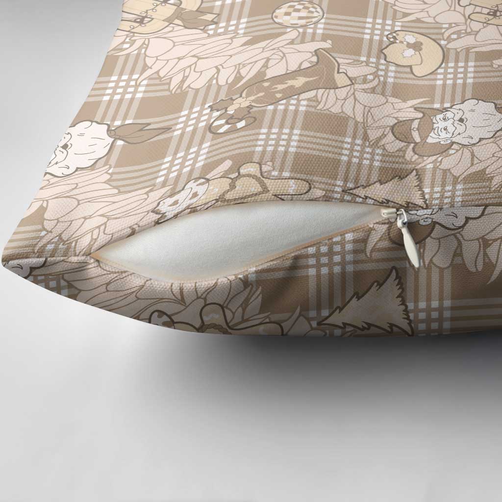 Khaki Palaka Hawaii Cowboy Christmas Pillow Cover Paniolo Mix Maile Lei - Polynesian Pride