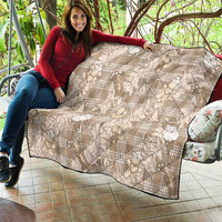 Khaki Palaka Hawaii Cowboy Christmas Quilt Paniolo Mix Maile Lei - Polynesian Pride