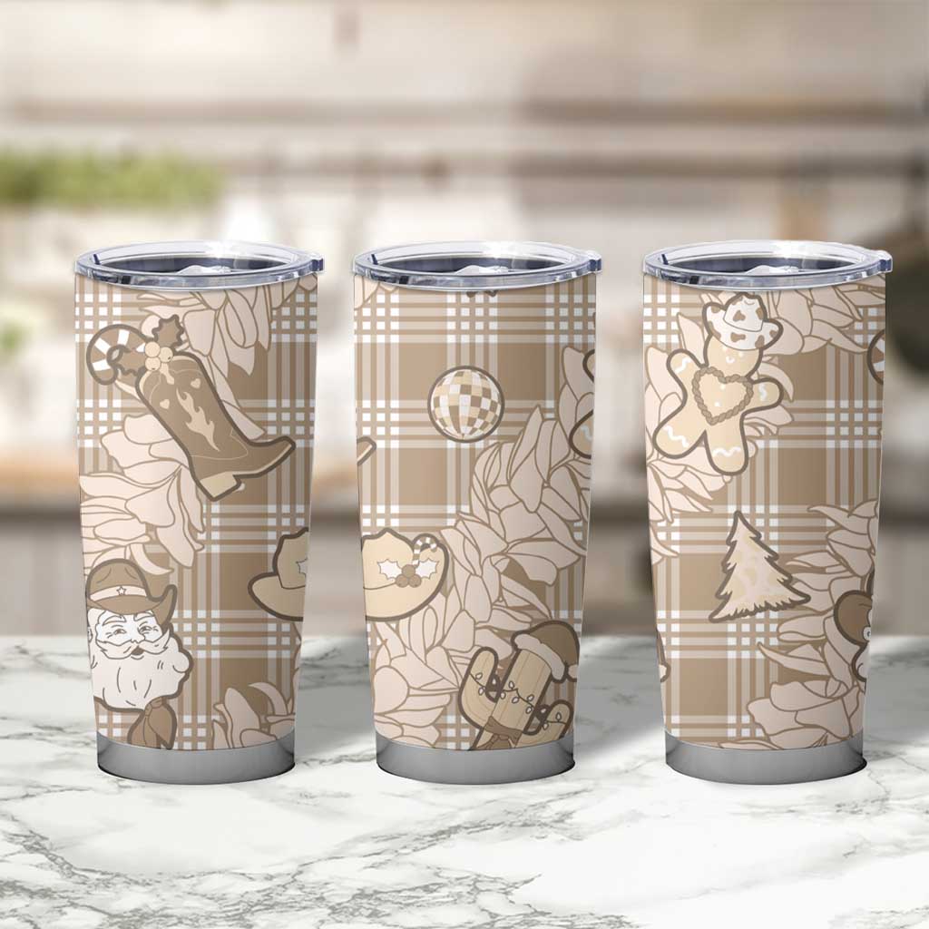 Khaki Palaka Hawaii Cowboy Christmas Tumbler Cup Paniolo Mix Maile Lei - Polynesian Pride