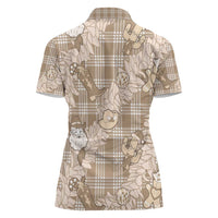 Khaki Palaka Hawaii Cowboy Christmas Women Polo Shirt Paniolo Mix Maile Lei - Polynesian Pride