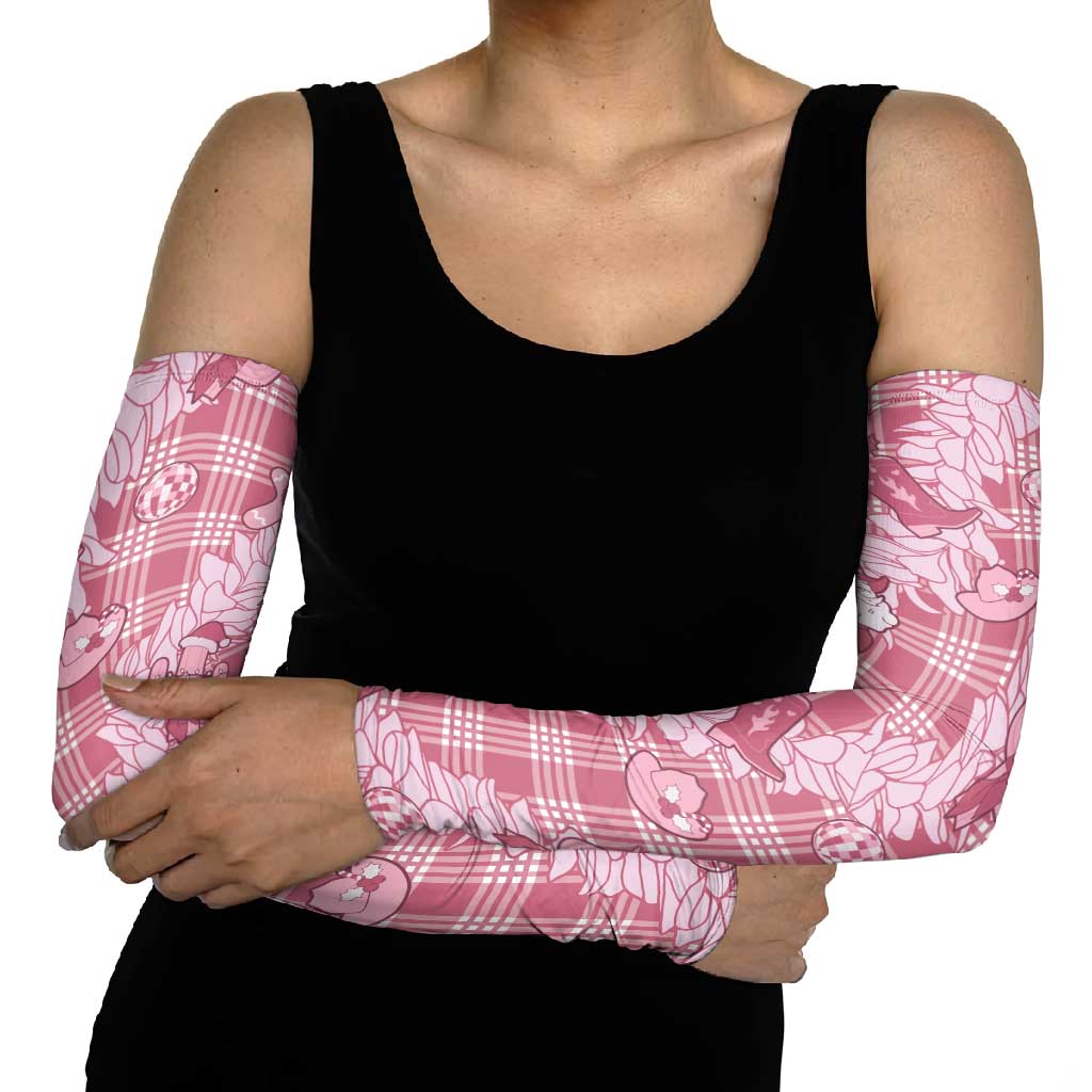 Pink Palaka Hawaii Cowboy Christmas Arm Sleeves Paniolo Mix Maile Lei - Polynesian Pride