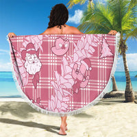 Pink Palaka Hawaii Cowboy Christmas Beach Blanket Paniolo Mix Maile Lei - Polynesian Pride