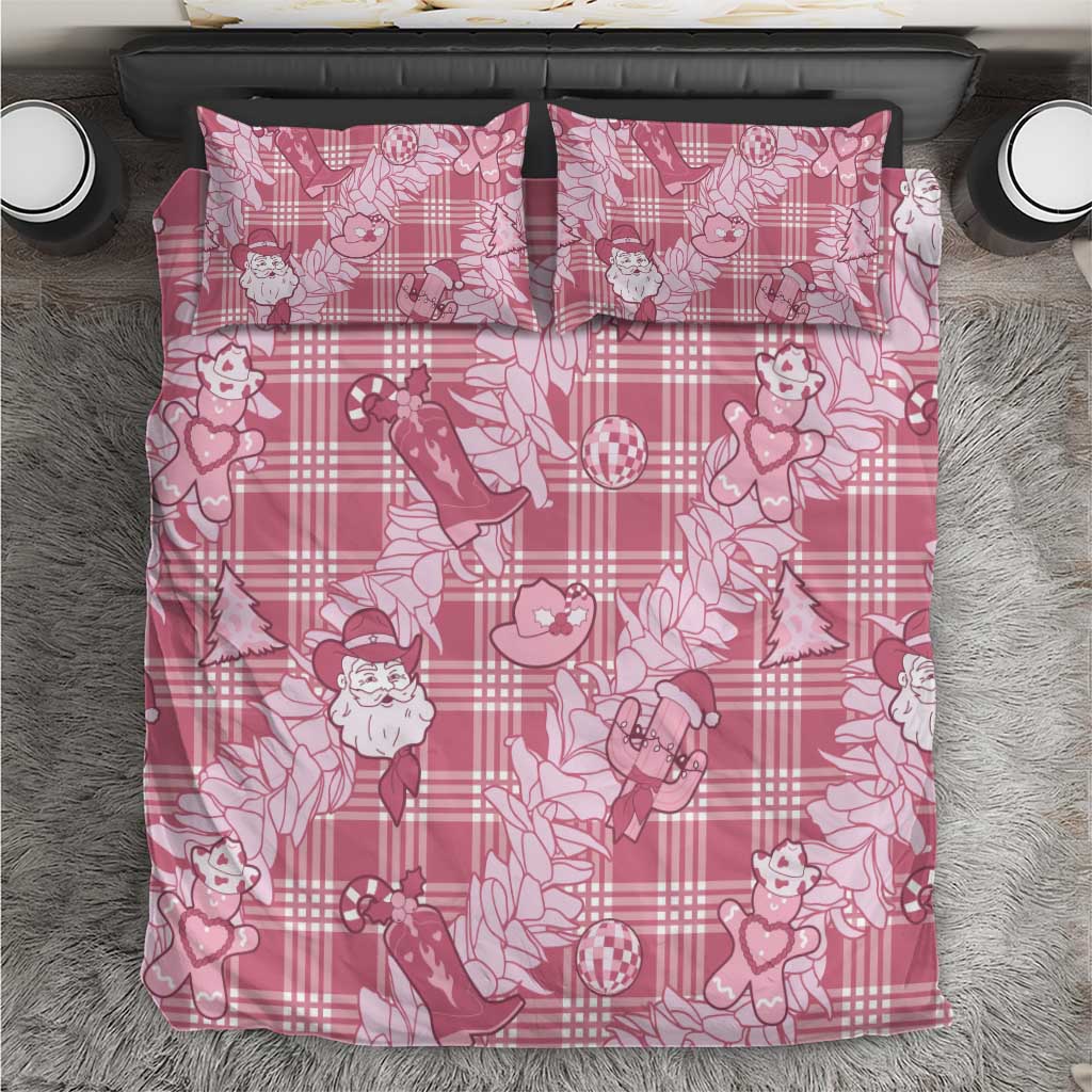 Pink Palaka Hawaii Cowboy Christmas Bedding Set Paniolo Mix Maile Lei - Polynesian Pride