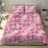 Pink Palaka Hawaii Cowboy Christmas Bedding Set Paniolo Mix Maile Lei - Polynesian Pride