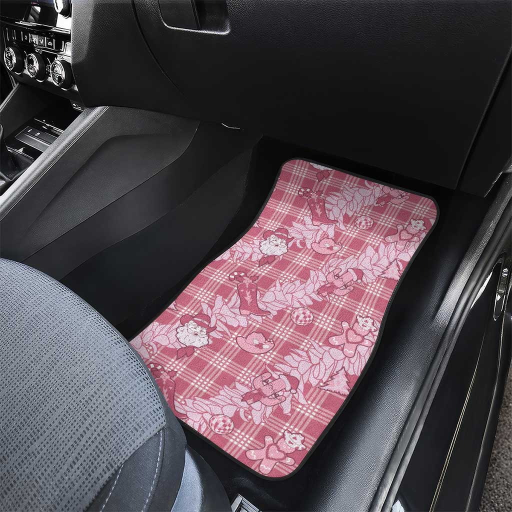 Pink Palaka Hawaii Cowboy Christmas Car Mats Paniolo Mix Maile Lei - Polynesian Pride