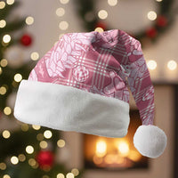 Pink Palaka Hawaii Cowboy Christmas Santa Hat Paniolo Mix Maile Lei - Polynesian Pride