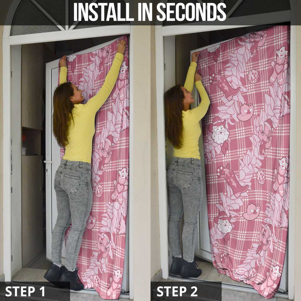 Pink Palaka Hawaii Cowboy Christmas Door Cover Paniolo Mix Maile Lei - Polynesian Pride