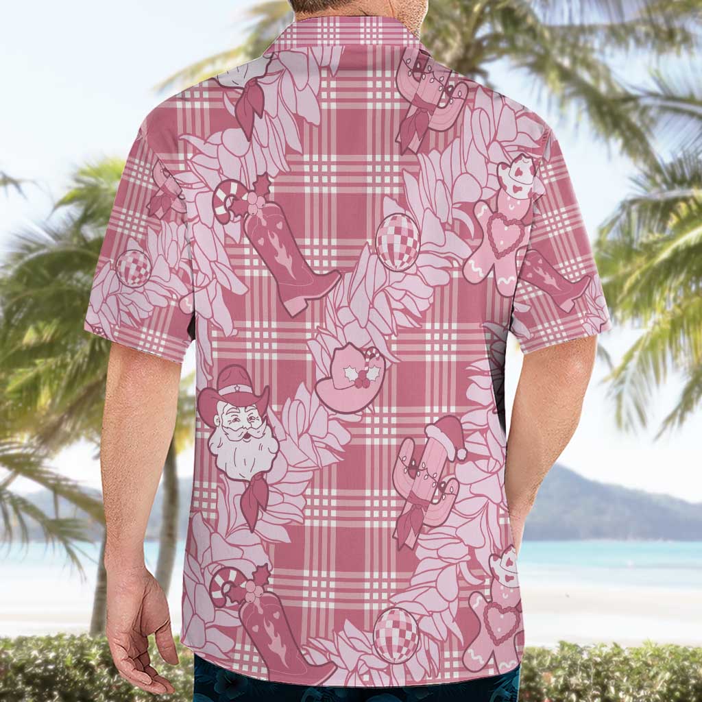 Pink Palaka Hawaii Cowboy Christmas Hawaiian Shirt Paniolo Mix Maile Lei - Polynesian Pride