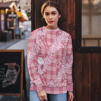 Pink Palaka Hawaii Cowboy Christmas Ugly Christmas Sweater Paniolo Mix Maile Lei - Polynesian Pride