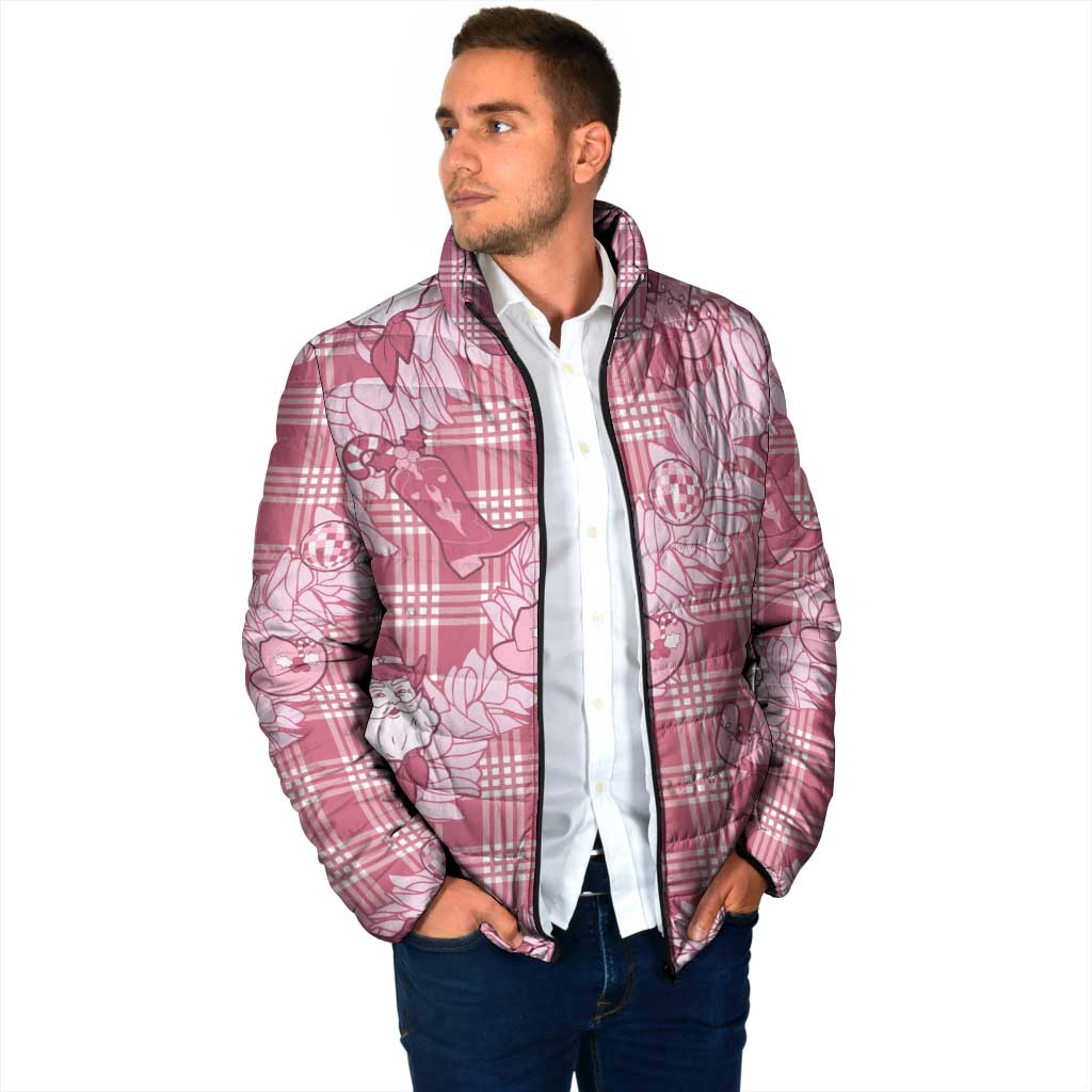 Pink Palaka Hawaii Cowboy Christmas Padded Jacket Paniolo Mix Maile Lei - Polynesian Pride