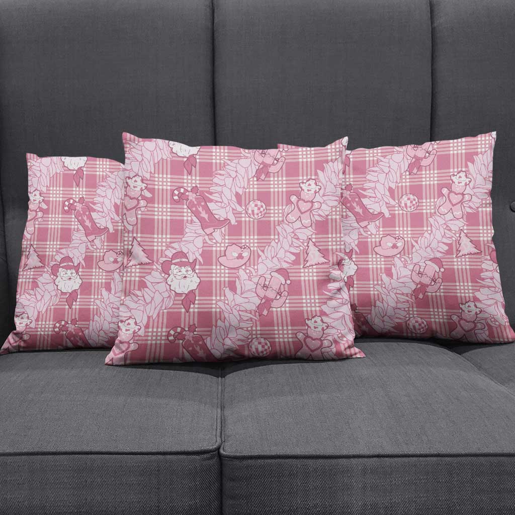 Pink Palaka Hawaii Cowboy Christmas Pillow Cover Paniolo Mix Maile Lei - Polynesian Pride