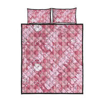 Pink Palaka Hawaii Cowboy Christmas Quilt Bed Set Paniolo Mix Maile Lei - Polynesian Pride