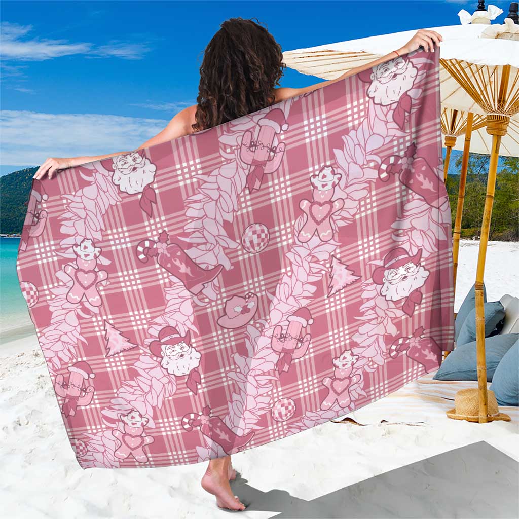 Pink Palaka Hawaii Cowboy Christmas Sarong Paniolo Mix Maile Lei - Polynesian Pride
