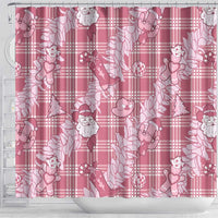 Pink Palaka Hawaii Cowboy Christmas Shower Curtain Paniolo Mix Maile Lei - Polynesian Pride