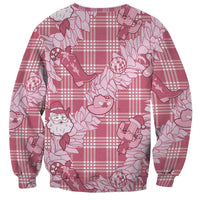 Pink Palaka Hawaii Cowboy Christmas Sweatshirt Paniolo Mix Maile Lei - Polynesian Pride