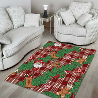 Red Palaka Hawaii Cowboy Christmas Area Rug Paniolo Mix Maile Lei - Polynesian Pride