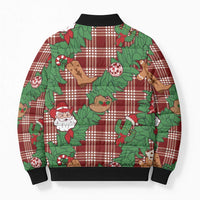 Red Palaka Hawaii Cowboy Christmas Bomber Puffer Jacket Paniolo Mix Maile Lei - Polynesian Pride