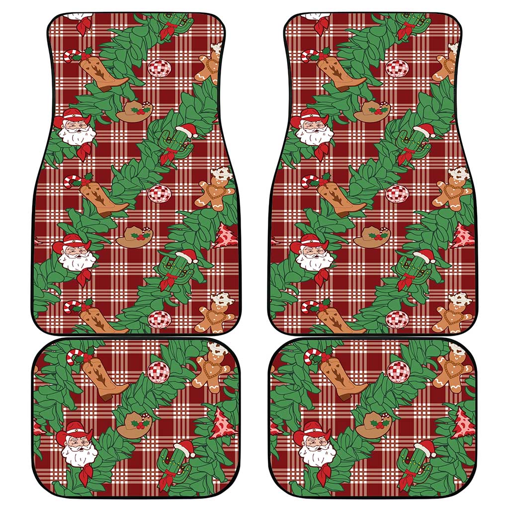 Red Palaka Hawaii Cowboy Christmas Car Mats Paniolo Mix Maile Lei - Polynesian Pride