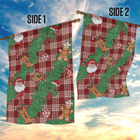 Red Palaka Hawaii Cowboy Christmas Garden Flag Paniolo Mix Maile Lei - Polynesian Pride