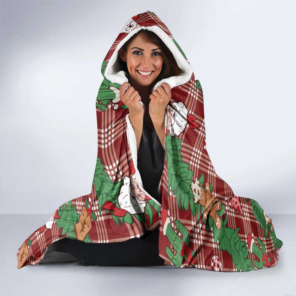 Red Palaka Hawaii Cowboy Christmas Hooded Blanket Paniolo Mix Maile Lei - Polynesian Pride