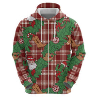 Red Palaka Hawaii Cowboy Christmas Hoodie Paniolo Mix Maile Lei - Polynesian Pride